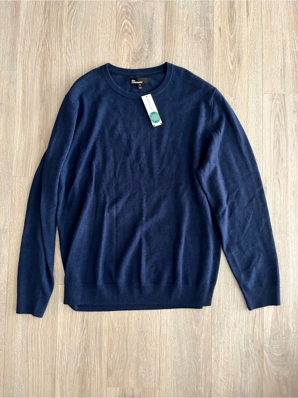 NWT The Commons Mens Navy Blue Wool Cashmere Crew Neck Sweater - Size XL